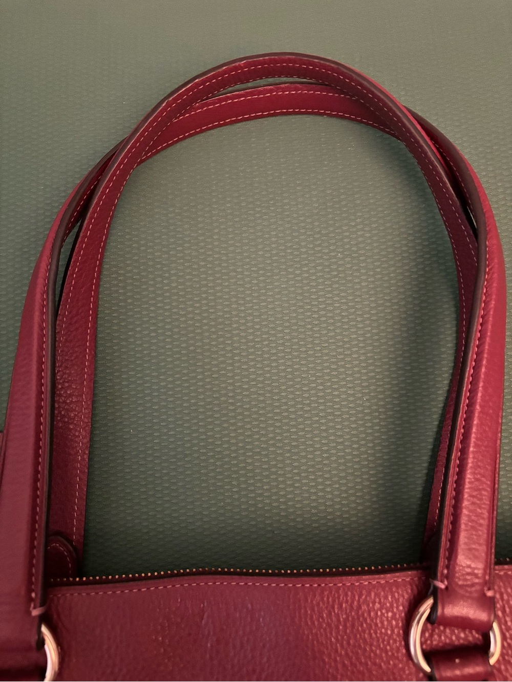 Coach Burgundy Pebbled Leather Tote with Gold Hardware - Picture 5 of 11
